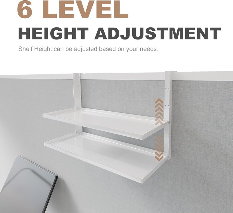 AKBFOX Office Cubicle Shelf - 13.8'' x 5.9'' Dual-Tier Storage Organizer Floating Corner Rack Hanging Shelf Height Adjustable Home Office Essentials for Planter Statue Decor Photo Frame - Image 4